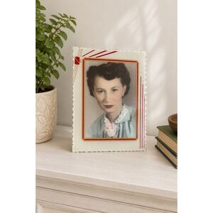 Vintage 50s Scalloped Glass Photo Frame MCM Atomic Era Mid Century Modern Decor